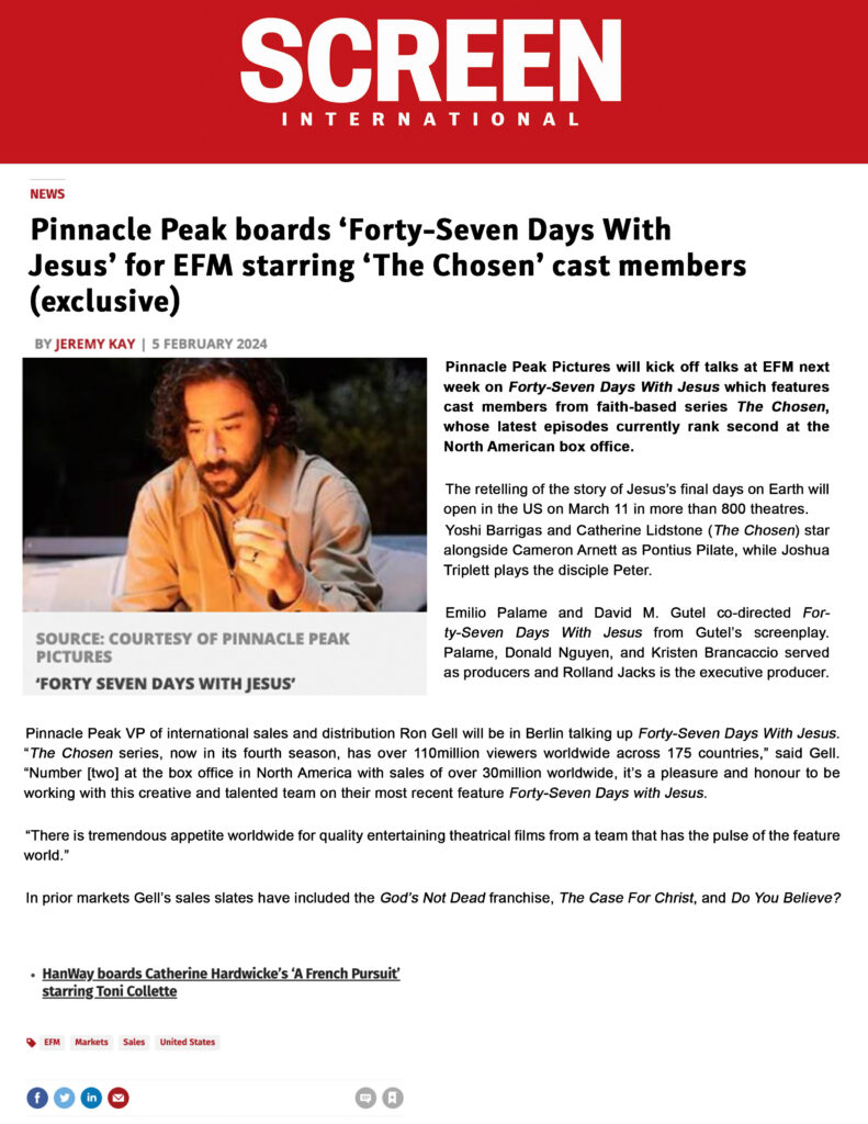 Pinnacle Peak Boards ‘forty Seven Days With Jesus For Efm Starring